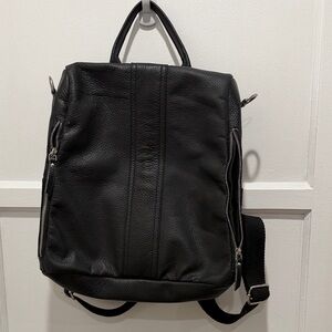 Backpack, Black Leather Bag